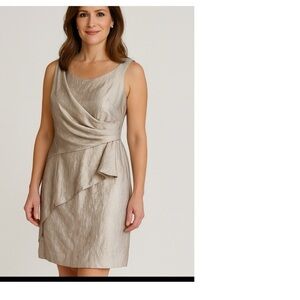 London Times Beige Midi Dress
